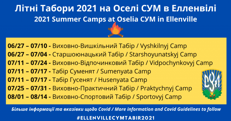 2021 Ellenville Camp Dates